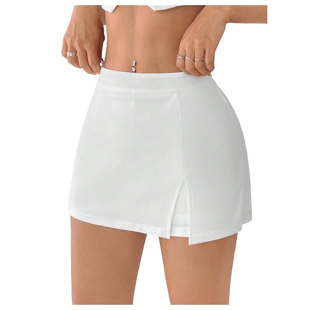 8146 Y2k Mini Skirt Skort Micro Skirt with Short Skirts White Petite L